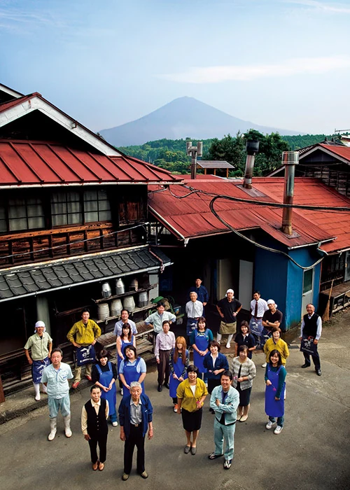 The Fujinishiki brewery, with Mt. Fuji behind it